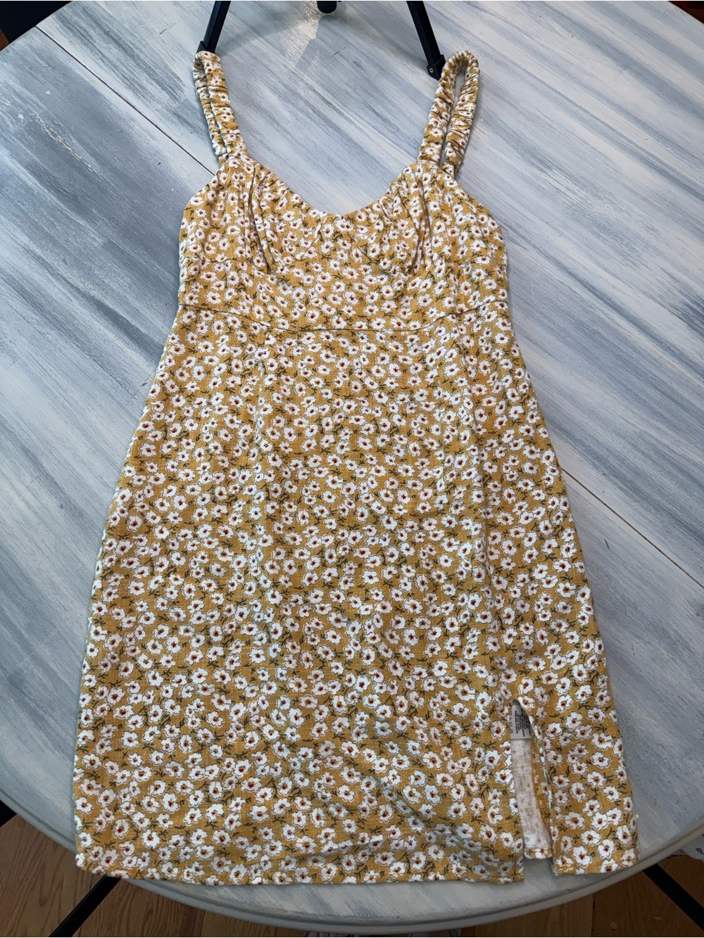 Aeropostale Mustard Floral Dress Cottagecore Y2K XS - Picture 1 of 4